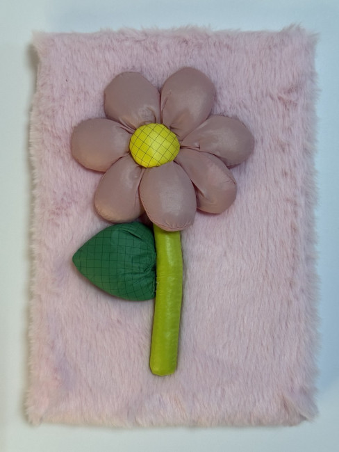 Блокнот детский А5 80л клетка"Цветочек" яркая, меховая обложка, MAG-1646