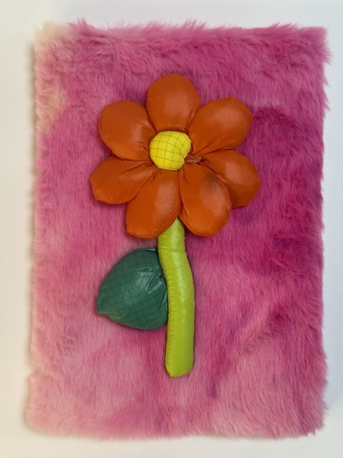 Блокнот детский А5 80л клетка"Цветочек" яркая, меховая обложка, MAG-1646