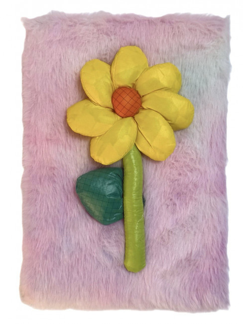 Блокнот детский А5 80л клетка"Цветочек" яркая, меховая обложка, MAG-1646