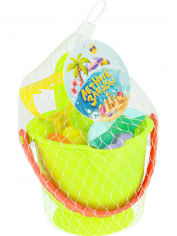 Песочный набор "Летний": ведро,лейка,лопатка,грабли,4 формочки, Рыжий Кот/ИК-0501