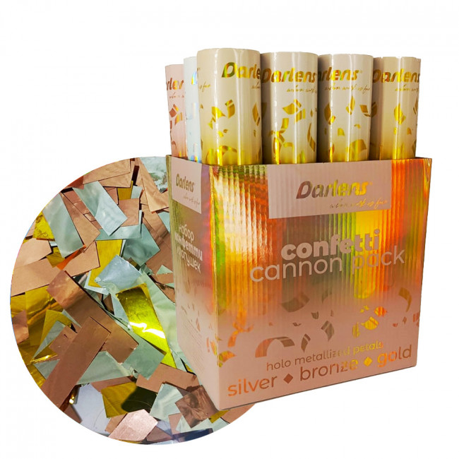 ХЛОПУШКА, DARLENS, 30 СМ, ГОЛОГРАФИЧЕСКИЕ ПОЛОСКИ, АССОРТИ ЗОЛОТОЙ\СЕРЕБРЯННЫЙ\БРОНЗОВЫЙ