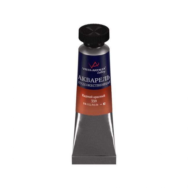 Краска 10 мл акварель художественная в тубе, 339 кадмий красный, Gallery VISTA-ARTISTA/VGWT №339 Краска 10 мл акварель художественная в тубе, 339 кадмий красный, Gallery VISTA-ARTISTA/VGWT №339