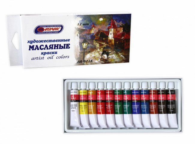 Масляные краски 12цв. в тюбиках, Asmar (6)