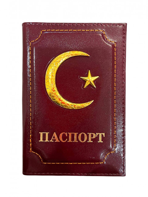 Обложка на паспорт WENZER OFFiCE из натуральной кожи с метал.жетоном "Мечеть" мусульманская, красный