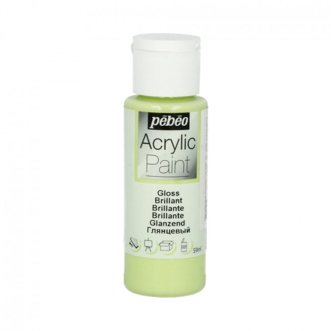 Краска 59мл акриловая глянцевая, для декора, зеленый нежный, Acrylic Paint PEBEO/97857 Краска 59мл акриловая глянцевая, для декора, зеленый нежный, Acrylic Paint PEBEO/97857