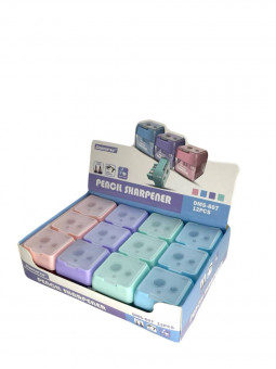 Точилка пластиковая двойная, квадратный контейнер, пастельные тона, Daimarse/DMS807 (12)