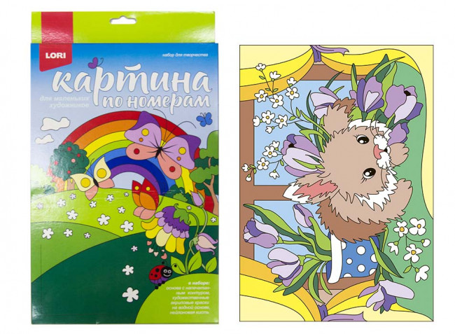 Картина по номерам для малышей "Пушистый зайка" LORI (10)