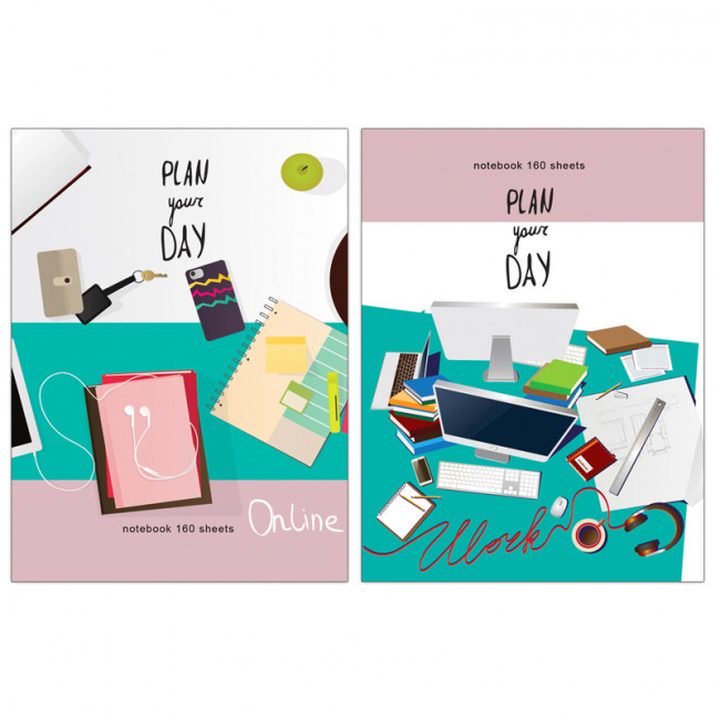 Бизнес-блокнот А6, 160л. клетка "План на день", глянцевая ламинация, BG (3/12)