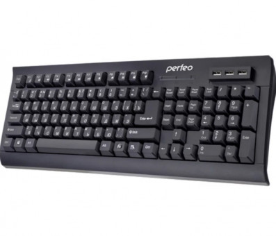 Клавиатура компьютерная "HUB-BIT", 3 порта USB, цвет черный, Perfeo/PF_5139
