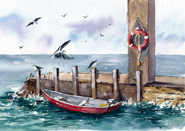 Пазл 1000 элемент "Лодка на причале" ФРЕЯ