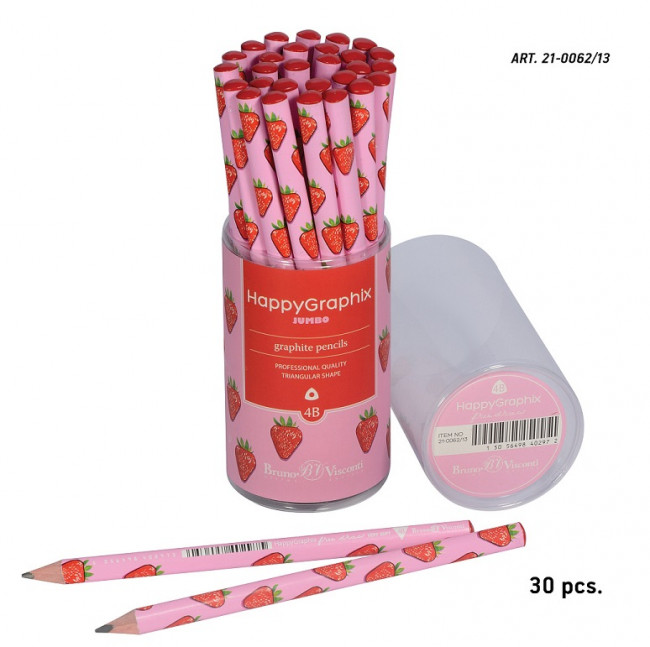 Карандаш 3,5мм 4В чернографитовый "HappyGraphix. Графика. Клубника", BV/21-0062/13 (30) Карандаш 3,5мм 4В чернографитовый "HappyGraphix. Графика. Клубника", BV/21-0062/13 (30)