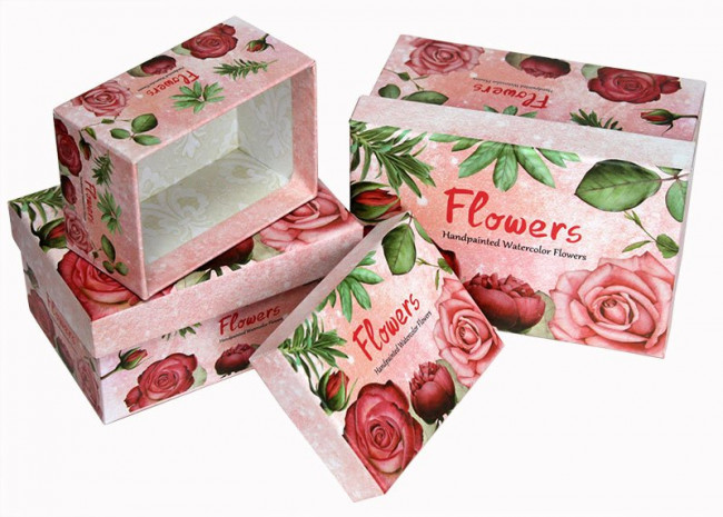 Набор коробок подарочных ПРЯМОУГОЛЬНИК "Розы" SY2270-294