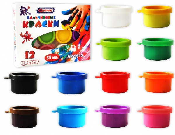 Пальчиковые краски  35мл 12цв, Asmar