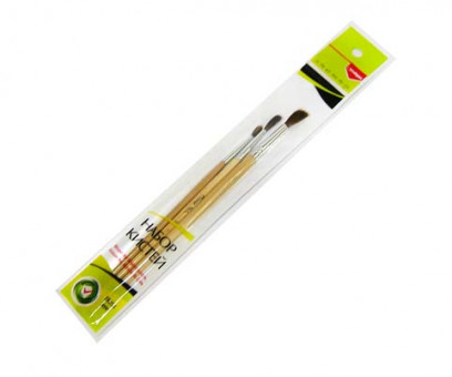 Кисти набор 3 шт. Пони ручка лак (кругл №1,3,5) в пакете с европодв (BR-357) (5/25)