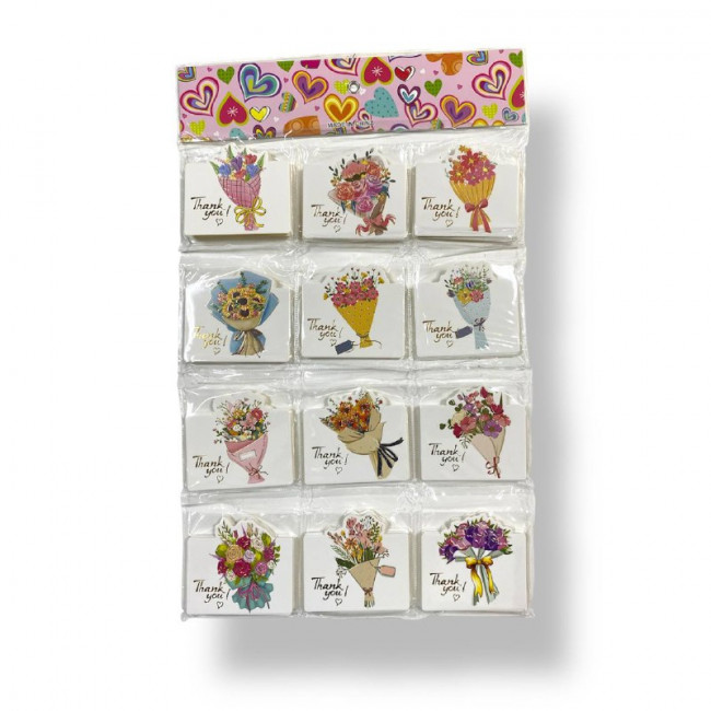 Открытка-мини 9,2*8,5см "THANK YOU" прямоугольная, тиснение фольгой, MAYLOTT/6088