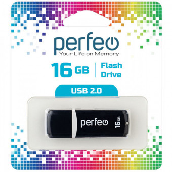 Флеш накопитель (память) USB 16GB C02 Black, Perfeo