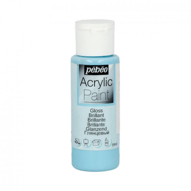 Краска 59мл акриловая глянцевая, для декора, лазурный, Acrylic Paint PEBEO/97853