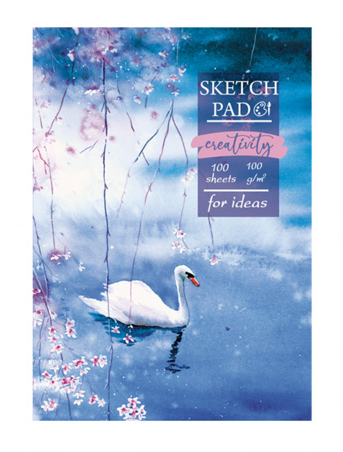 Скетчбук А5 переплёт твёрдый 100л. "For ideas" ламинация матовая выборочный лак белый блок