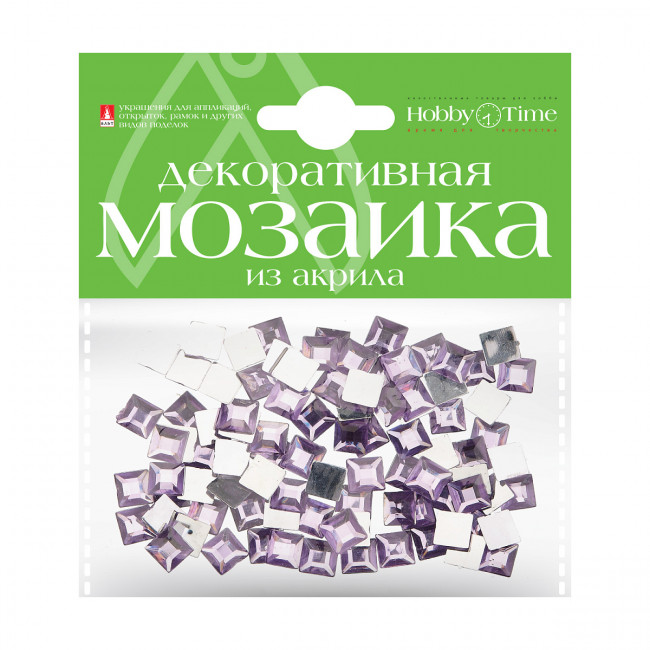 Мозаика 8х8мм декоративная из акрила, 100шт, сиреневая, BV/2-334/08
