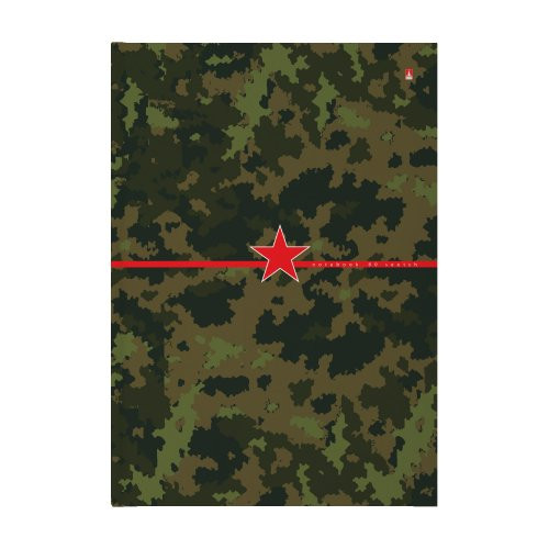 Блокнот А4 80л клетка "Милитари", твёрдая обложка, BV/3-80-060/14 (12)