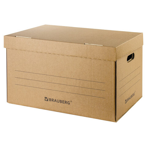 Короб архивный "Делопроизводство" (325х480х295 мм), с крышкой, гофрокартон, BRAUBERG