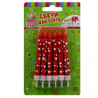Свечи для торта "Сердечки", 8 см с держателями, Микрос/Ч02534 (24) Свечи для торта "Сердечки", 8 см с держателями, Микрос/Ч02534 (24)