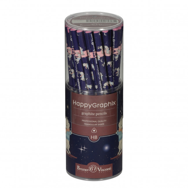 Карандаш 2мм НВ чернографитовый "HappyGraphix. Волшебная ночь", BV/21-0030/70 (50)