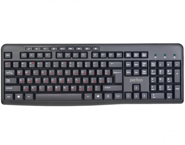 Perfeo клавиатура "PUSH" Multimedia, USB, чёрн