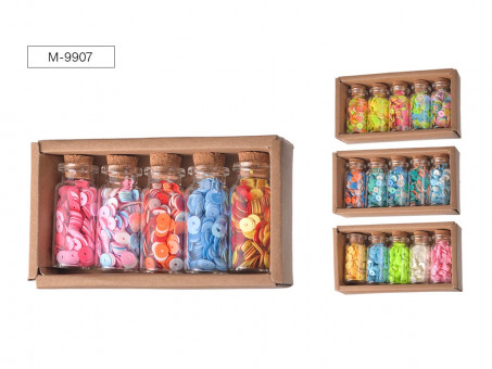 Набор пайеток декоративных № 2, 5 цветов x 7 г, стеклянная колба / картонная коробка