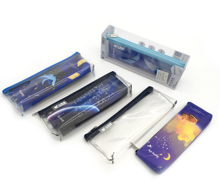 Пенал  "SKY" 2 в 1: Косметичка из прозрачного пластика+мини-косметичка с рисунком, ассорти BD-765 (1/12/144)