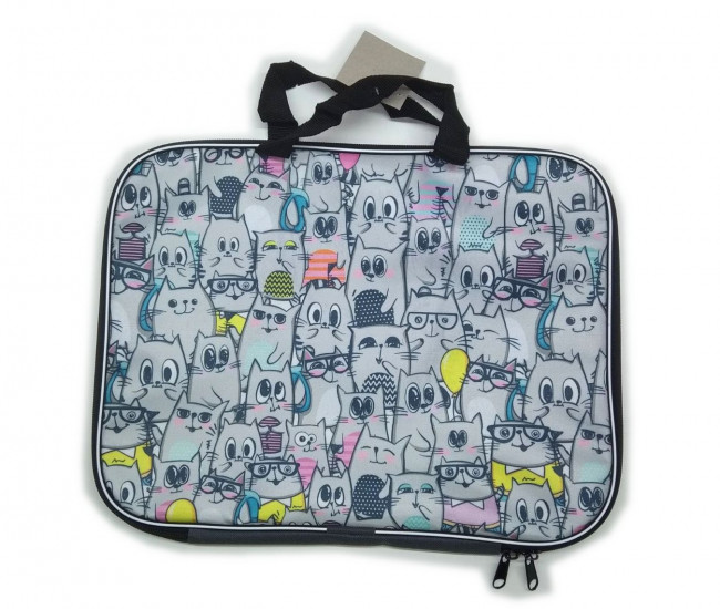 Папка для тетрадей "deVENTE. Cat Princess" A4 (35x27x2 см) текстильная, на молнии с трех сторон, с текстильными ручками увеличенной длины 24 см
