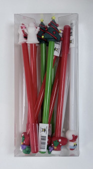 Ручка шариковая синяя Магистр "НОВОГОДНЯЯ", колпачок с брелоком: Снеговик, Дед Мороз, Ёлочка, Сапожек, MAG-2209915 (12/144)