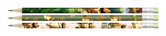 Набор графитных карандашей  ТМ (HB) круглые, с ластиком "Мазу" "Гигантозавр", 3шт, ВКФ/GGZ-3P-04