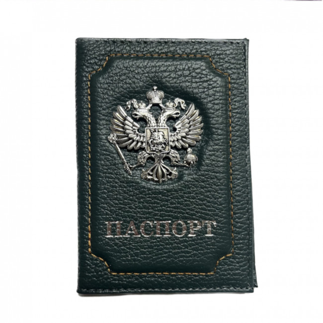 Обложка на паспорт WENZER OFFiCE, паспорт из натур.кожи с кокардой ф/з, зеленый, флоттер