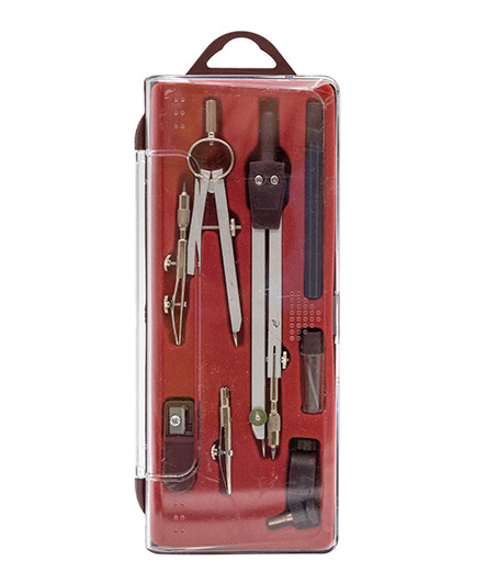 Набор чертежн.  INTELLIGENT CJ-9  7 предметов: 2 циркуля 9см, 13см, грифель, точилка, в пластиковом футляре (2/10/120)