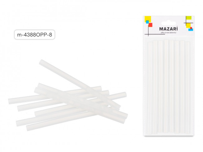 Стержни для клеевого пистолета ТМ MAZARI арт. M-4384P, M-4385P, длина 19 см, толщина 11мм, вес 18 г, 8 шт (12/144) Стержни для клеевого пистолета ТМ MAZARI арт. M-4384P, M-4385P, длина 19 см, толщина 11мм, вес 18 г, 8 шт (12/144)