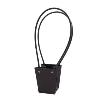 Сумка-кашпо картон с ручками 9,5х6,5см, H=10см, HH=28,5см, черная *