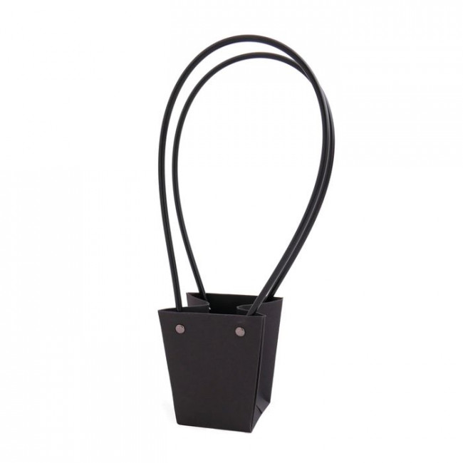 Сумка-кашпо картон с ручками 9,5х6,5см, H=10см, HH=28,5см, черная *