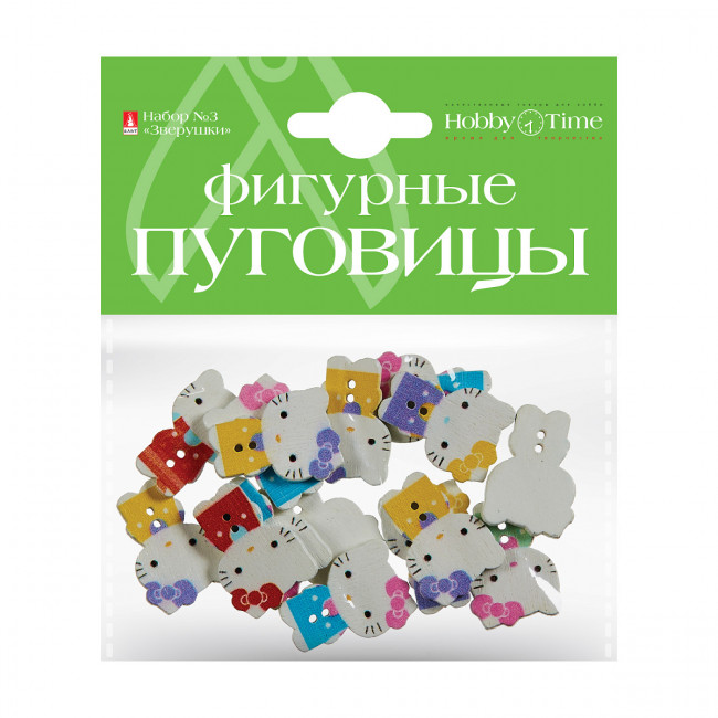 Фигурные пуговицы "Зверушки", 4 вида, BV/2-520