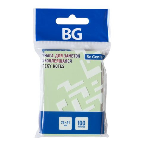 Бумага для заметок, 7,6*5,1 см, 100 л., самоклеящаяся, зеленая ПАСТЕЛЬ, европодвес,ВG (12/576)