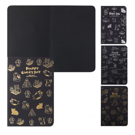 Блокнот для эскизов/скетчбук А5 (140*210) 26л 110г/м2 обл мягк карт Черн блок 7231 Happy 188975 КОКОС ассорти 4 вида