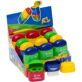 Точилка пластиковая двойная, с ластиком, ассорти цвета, Daimarse/DMS160 (12)