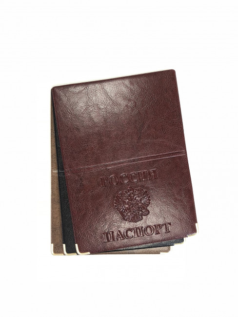 Обложка на паспорт из ПВХ лак тиснение герб РФ
