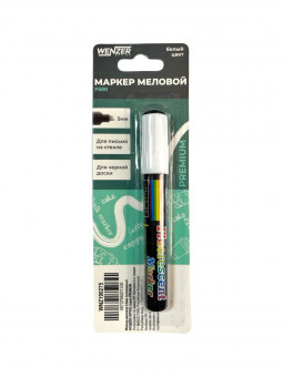 Маркер меловой 3,0мм пулевидный WENZER OFFiCE серия PREMIUM. цвет белый, WNZ190275 (90)