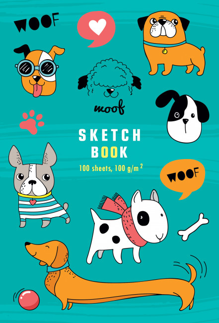 Скетчбук А5 переплёт твёрдый 100л. "Нарисуй друга" ламинация матовая белый блок