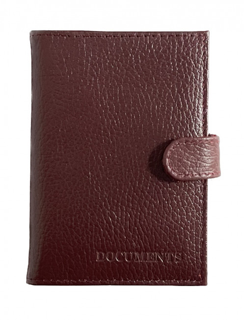 Обложка на автодокументы + паспорт WENZER OFFiCE, из натур.кожи гл с карманом на кнопке солнышко с вкл , марсала
