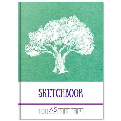 Скетчбук А5 переплёт твёрдый 100л. "Белое дерево" ламинация матовая белый блок