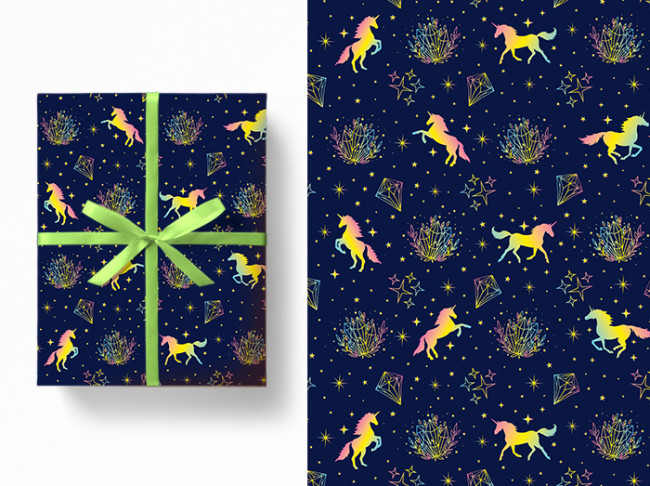 Бумага подарочная в рулоне "Волшебный единорог"