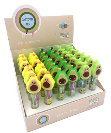 Ручка 4 цв. Фигурная  CH-221 "Малыш авокадо" короткая ручка, с фигуркой, цвета в ассортименте, в к/кор №E-556 (36)