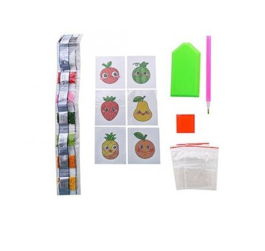 Алмазная мозаика 6,5х8см, на стикере, 6 штук в наборе, ОПП-упаковка